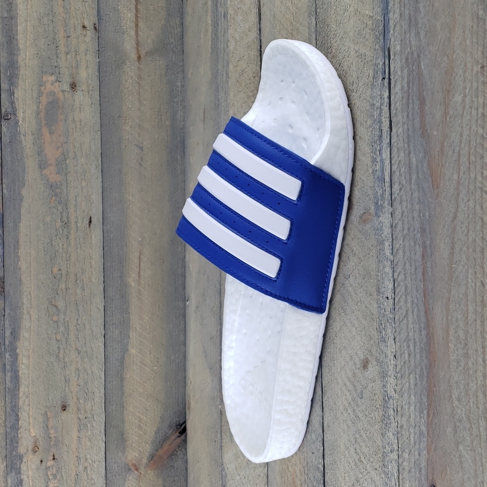 adidas Adilette Boost Men's Slides Sandals Royal Blue, White Supreme Cushioning - Picture 3 of 9
